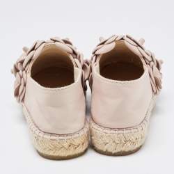 Pre Owned Chanel Dusty Pink Leather CC Camelia Espadrilles Flats Size 36