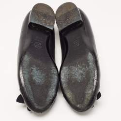 Chanel Black Leather Camelia Ballet Flats Size 37.5