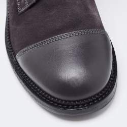 Chanel Dark Grey Quilted Suede and Leather Cap Toe Ankle Boots Size 39.5