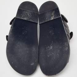 Chanel Navy Blue Quilted Velvet CC Velcro Dad Flats Size 37.5