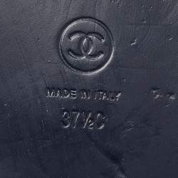 Chanel Navy Blue Quilted Velvet CC Velcro Dad Flats Size 37.5