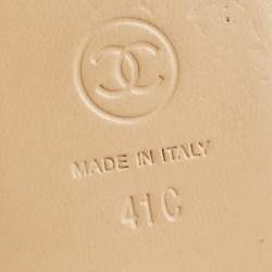 Pre Owned Chanel Black Leather Chain Link CC Thong Flat Sandals Size 41