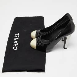 Pre Owned Chanel Tri Color Patent Leather Platform Pumps Size 36