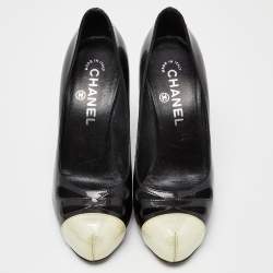 Pre Owned Chanel Tri Color Patent Leather Platform Pumps Size 36