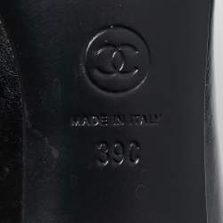 Pre Owned Chanel Black Leather and Suede Cap Toe Pumps Size 39