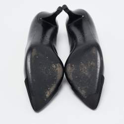 Pre Owned Chanel Black Leather and Suede Cap Toe Pumps Size 39