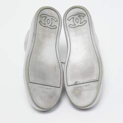 Chanel Grey Suede and Rubber CC High Top Sneakers Size 38.5