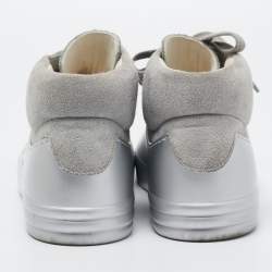 Chanel Grey Suede and Rubber CC High Top Sneakers Size 38.5