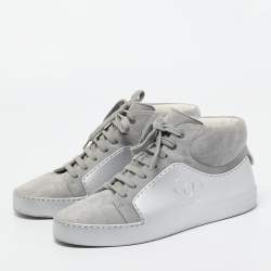 Chanel Grey Suede and Rubber CC High Top Sneakers Size 38.5