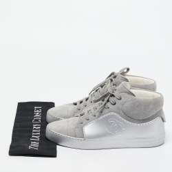Chanel Grey Suede and Rubber CC High Top Sneakers Size 38.5