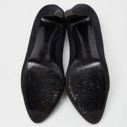 Pre Owned Chanel Black Fabric and Patent Leather Cap Toe CC Pumps Size 38