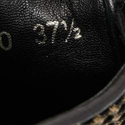 Pre Owned Chanel Gold/Black Leather and Mesh  CC Cap Toe Lace Up Sneakers Size 37.5