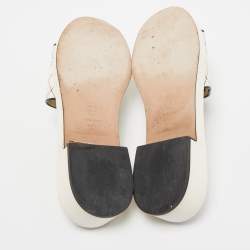 Chanel White/Black Quilted Leather CC Slide Sandals Size 38.5