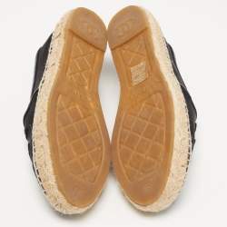 Chanel Black Mesh and Leather CC Espadrille Flats Size 39