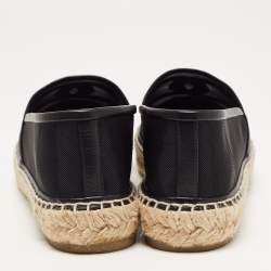 Chanel Black Mesh and Leather CC Espadrille Flats Size 39