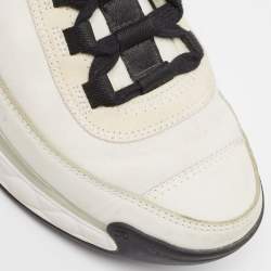 Pre Owned Chanel White Leather and Fabric CC Low Top Sneakers Size 37