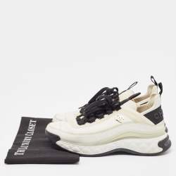 Pre Owned Chanel White Leather and Fabric CC Low Top Sneakers Size 37