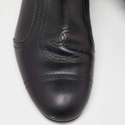 Chanel Black Leather Fringe Double Zip CC Boots Size 37.5