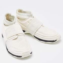 Chanel White Fabric Stretch CC Sock Sneakers Size 41