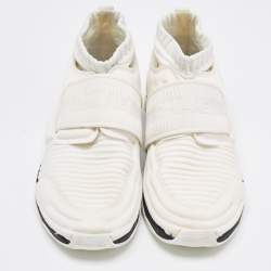 Chanel White Fabric Stretch CC Sock Sneakers Size 41