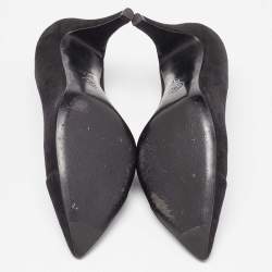 Chanel Black Suede Cap Toe Pointed Pumps Size 37.5