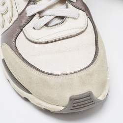 Pre Owned Chanel Tricolor Leather And Canvas CC Lace Up Sneakers Size 39.5