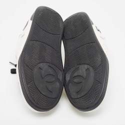 Pre Owned Chanel White Perforated Leather Logo Low Top Sneakers Size 39