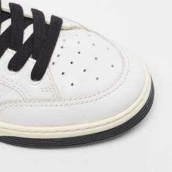 Pre Owned Chanel White Perforated Leather Logo Low Top Sneakers Size 39