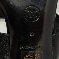 Chanel Black Cube Quilted Leather CC Slide Sandals 37
