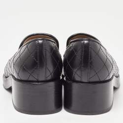 Pre Owned Chanel Black Quilted Leather CC Logo Slip On Loafers Size 36.5