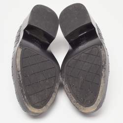 Pre Owned Chanel Black Quilted Leather CC Logo Slip On Loafers Size 36.5