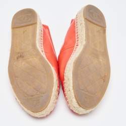 Chanel Red Leather CC Espadrille Flats Size 36