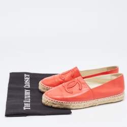 Chanel Red Leather CC Espadrille Flats Size 36