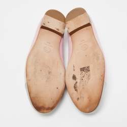 Chanel Pink/Silver Canvas and Leather CC Cap Toe Bow Ballet Flats Size 39