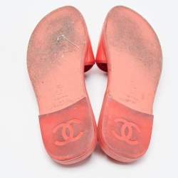 Chanel Red Patent Leather CC Slides Size 37