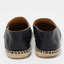 Chanel Black Leather CC Espadrille Flats Size 38