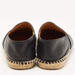 Chanel Black Leather CC Espadrille Flats Size 37