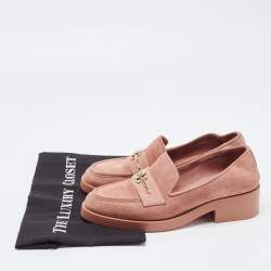 Chanel Pink Suede CC Loafers Size 38