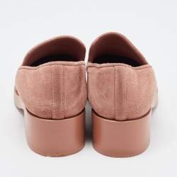 Chanel Pink Suede CC Loafers Size 38