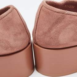 Chanel Pink Suede CC Loafers Size 38