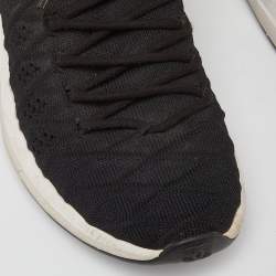 Pre Owned Chanel Black Knit Fabric Lace Up Sneakers Size 38.5