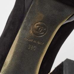 Pre Owned Chanel Black Suede and Leather Cap Toe Platform Pumps Size 38