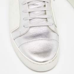 Chanel White/Silver Rubber and Leather CC Low Top Sneakers Size 39