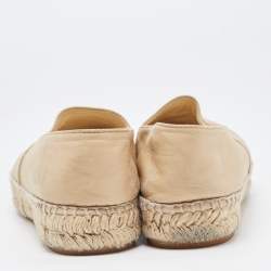 Chanel Beige/Black Canvas and Leather CC Ballet Flats Size 37