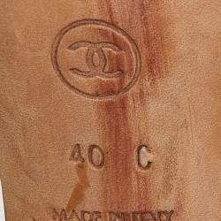 Chanel Coral Orange Patent Leather and Gold Metal Logo Strappy Slides Size 40