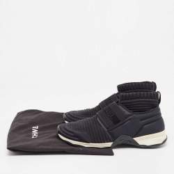 Pre Owned Chanel Black Knit Fabric CC Slip On Sneakers Size 39