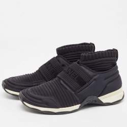 Pre Owned Chanel Black Knit Fabric CC Slip On Sneakers Size 39