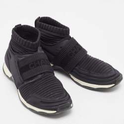Pre Owned Chanel Black Knit Fabric CC Slip On Sneakers Size 39
