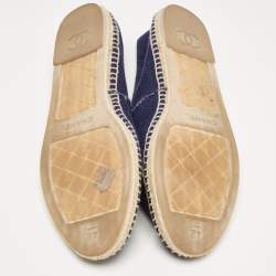 Chanel Blue/Black Denim CC Espadrille Flats Size 42