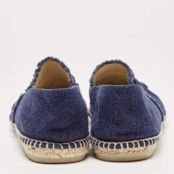 Chanel Blue/Black Denim CC Espadrille Flats Size 42